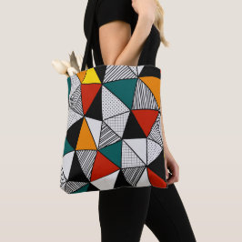 Bolsa Tote triângulos coloridos padrão geométrico