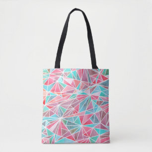 Bolsa Tote Triângulos de aquarela, mosaico brilhante de verão