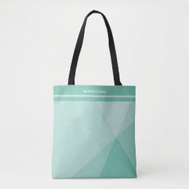 Bolsa Tote Triângulos geométricos verdes da hortelã