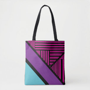 Bolsa Tote Triângulos - Rosa, Roxo, Azul e Preto