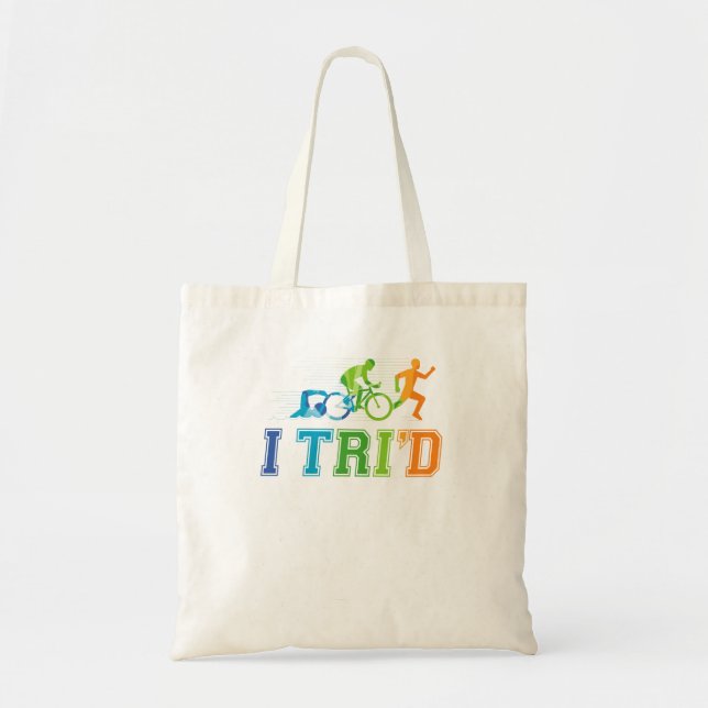 Bolsa Tote Triathlon Retro Triathlete - Natação de bicicleta  (Frente)