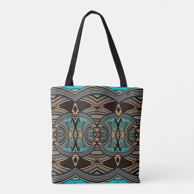 Bolsa Tote Tribal Abstrato de marés (Verso)