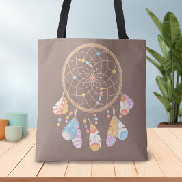 Bolsa Tote Tribal Boho Dreamcatcher em Brown