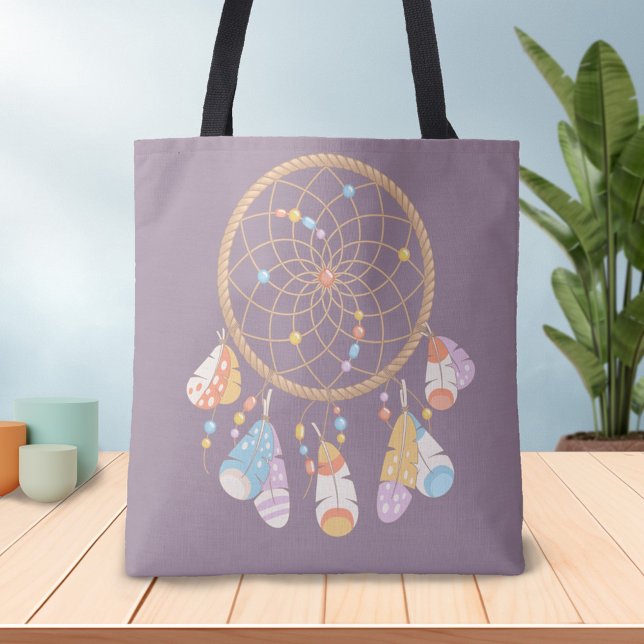 Bolsa Tote Tribal Boho Dreamcatcher em Roxo (Criador carregado)