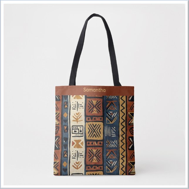 Bolsa Tote Tribal Ethnic Brown Gold & Green (Criador carregado)