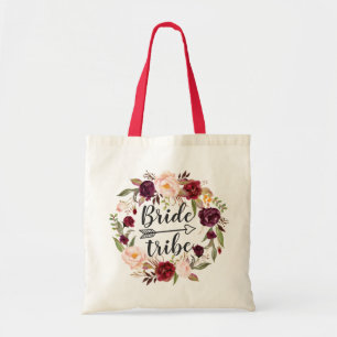 Bolsa Tote Tribo Brilhante Vermelho Blush Floral Wreath