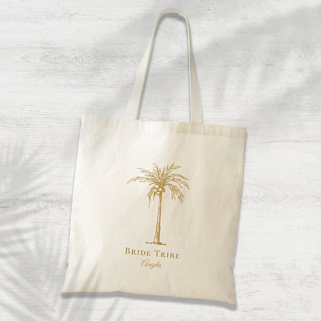 Bolsa Tote Tribo de Noiva Dourada, Árvore Tropical de Palma P (Criador carregado)