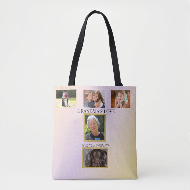 Bolsa Tote Tributo Familiar de 5 Fotos  (Frente)