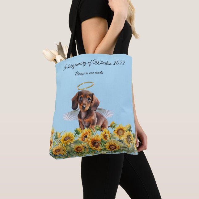 Bolsa Tote Tributo Memorial ao Anjo Dachshund (Close Up)