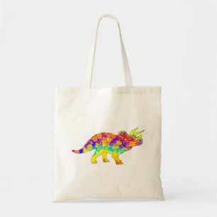 Bolsa Tote Tricerátops coloridos - Arte de Dinossauro Cinto