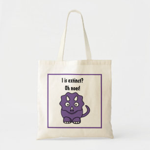Bolsa Tote Tricerátops roxos e bonitos com Extinção Engraçada