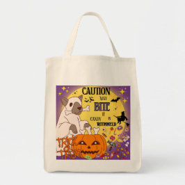Bolsa Tote Trick-or-Treat Bag - "Caution: May bite if candy i