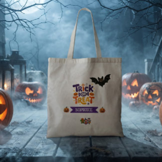 Bolsa Tote Trick or Treat Doce e Assustador Halloween Boo Bas