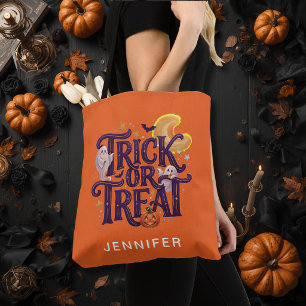 Bolsa Tote Trick or Treat Fantasma Fofa Laranja