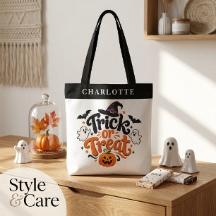 Bolsa Tote Trick or Treat Halloween Design Assustador Fofo