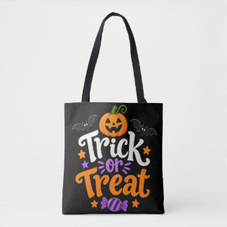 Bolsa Tote Trick or Treat Halloween Preto Laranja Script