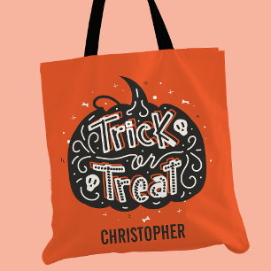 Bolsa Tote Trick ou Tratar Abóbora Personalizada Halloween