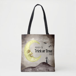 Bolsa Tote Trick ou Tratar (Adicionar Nome!) A Lua Spooky do 