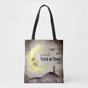 Bolsa Tote Trick ou Tratar (Adicionar Nome!) A Lua Spooky do 
