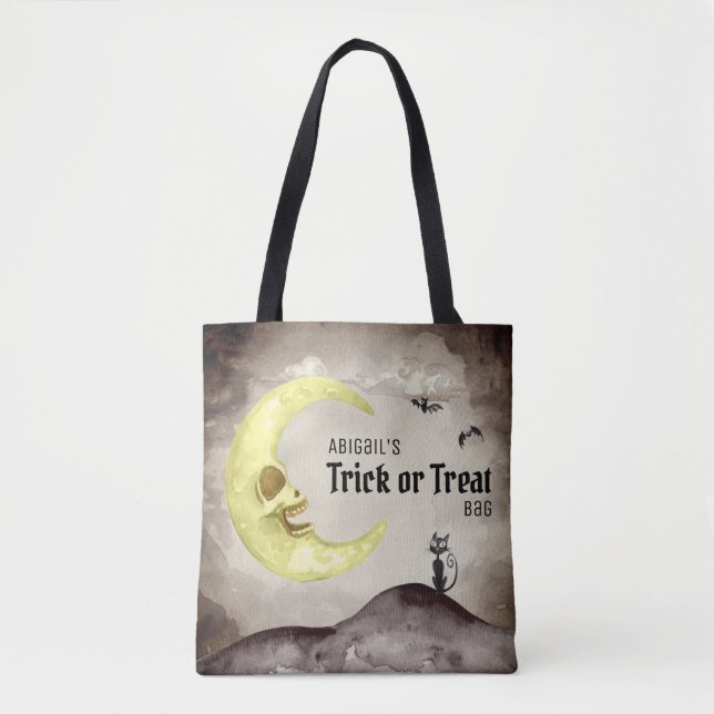 Bolsa Tote Trick ou Tratar (Adicionar Nome!) A Lua Spooky do  (Frente)