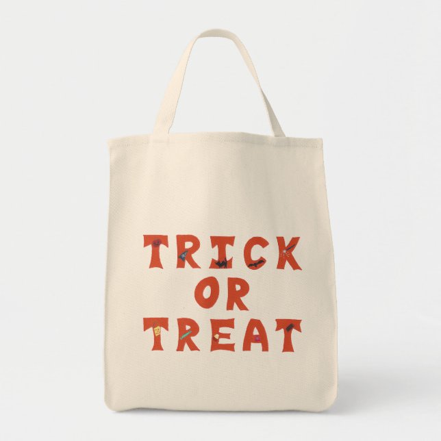 Bolsa Tote Trick ou Tratar Bolsas de Halloween decoradas (Frente)