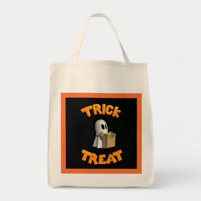 Bolsa Tote Trick ou Tratar Fantasma - (Frente)
