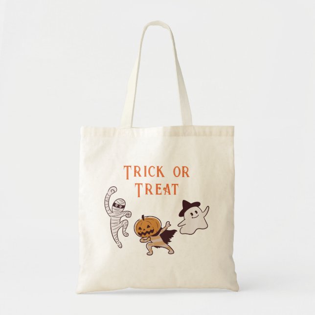Bolsa Tote Trick ou Tratar Fantasma Cuta, Mamã, Monstro da Ab (Frente)