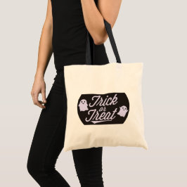 Bolsa Tote Trick ou Tratar Fantasmas Adoráveis Pretos e Branc