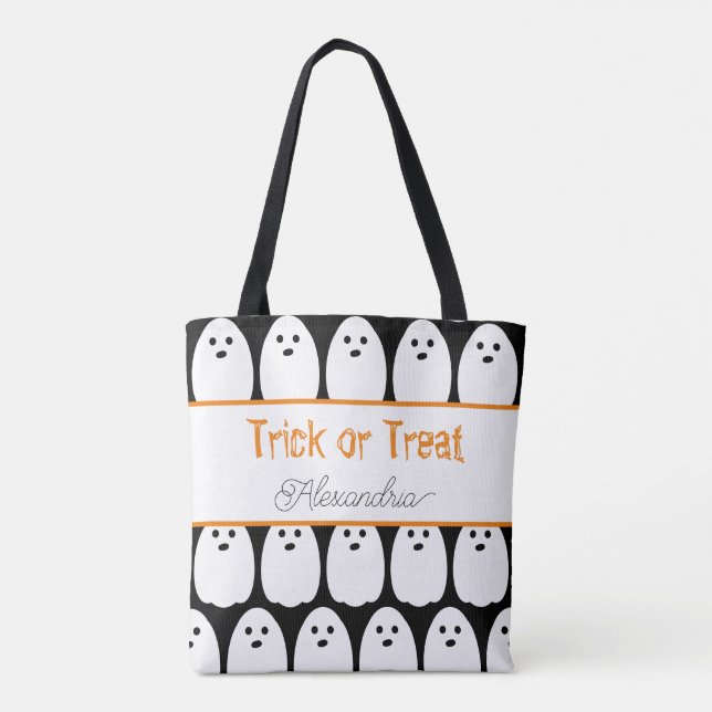 Bolsa Tote Trick ou Tratar Fantasmas Cute Personalizados do H (Verso)