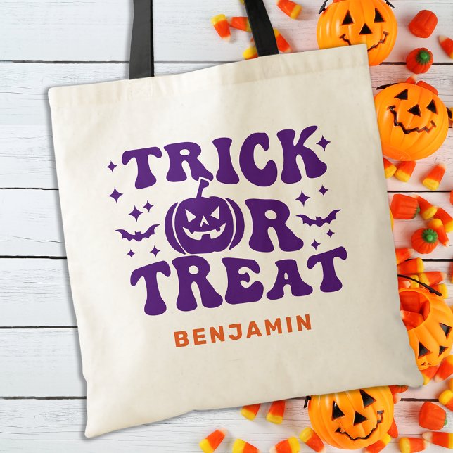 Bolsa Tote Trick Ou Tratar Halloween Personalizado Simples E  (Criador carregado)