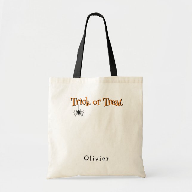 Bolsa Tote Trick ou Tratar, Nome Personalizado (Frente)