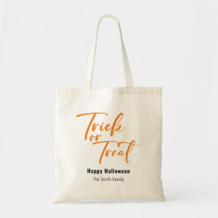 Bolsa Tote Trick ou Tratar o Nome do Halloween Personalizado 