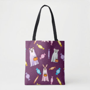 Bolsa Tote Trick ou Trate os Amigos do Fantasma Animal a Rosa