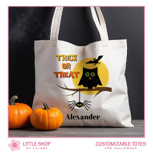 Bolsa Tote Trick ou Treat Coruja Assustadora no Halloween
