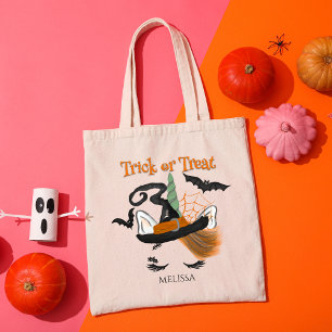 Bolsa Tote Trick ou Treat Cute Unicorn Witen Halloween