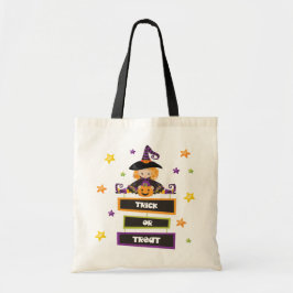 Bolsa Tote Trick ou Treat Halloween Kids Candy Cartoon Witold