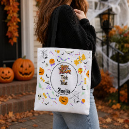 Bolsa Tote Trick ou Treat Personalizado Fofo de Halloween