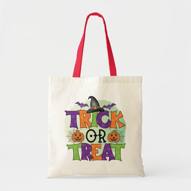 Bolsa Tote Trick ou Treat - Saco de Tote Doces do Dia das Bru (Frente)