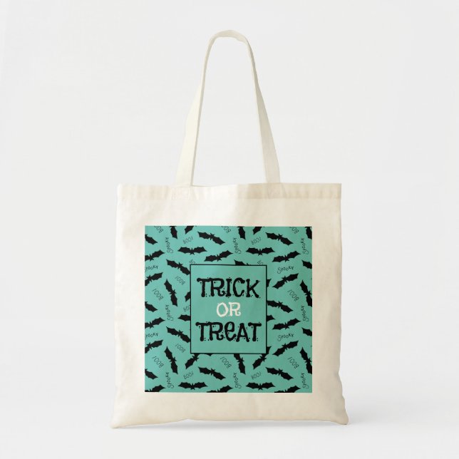 Bolsa Tote Trick ou Treine Bats de Festa de Halloween (Frente)