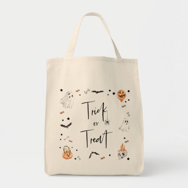 Bolsa Tote Trick ou Treine o Morcego de Aranha-Fantasma (Frente)