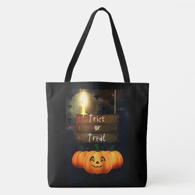 Bolsa Tote Trick ou Treine Pumpkins (Frente)