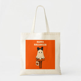 Bolsa Tote Trick ou Treine Quirky Cute Ghost Happy Halloween