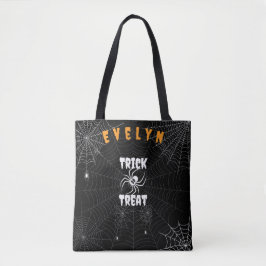Bolsa Tote Trick Personalizado ou Tratar Web Spooky Spider
