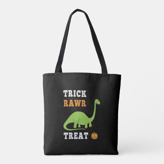 Bolsa Tote Trick Rawr Treat Cute Halloween Brontosaurus Dino (Verso)