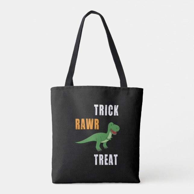 Bolsa Tote Trick Rawr Treat Cute Halloween Tyrannosaurus Rex (Verso)