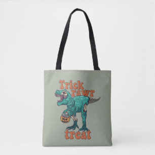 Bolsa Tote Trick Rawr Treat Zombie T Rex Halloween Dinossaur