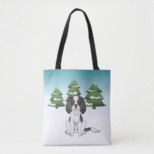 Bolsa Tote Tricolor Cavalier King Charles Spaniel Em Inverno