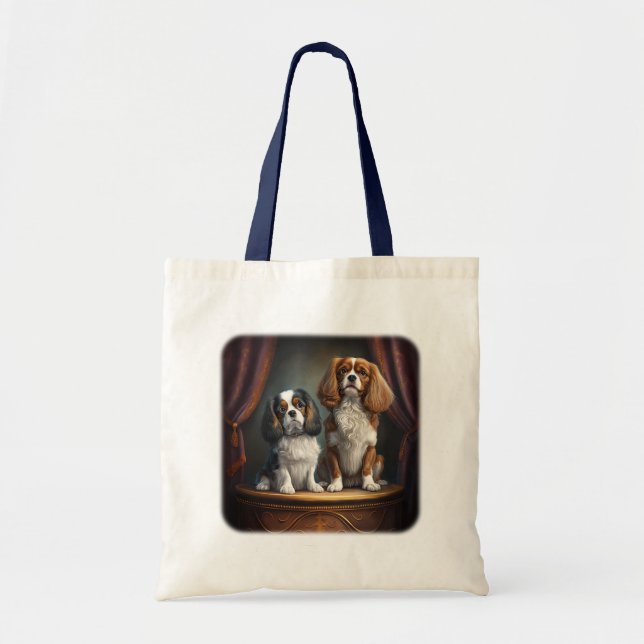 Bolsa Tote Tricolor e Blenheim Cavalier King Charles (Frente)