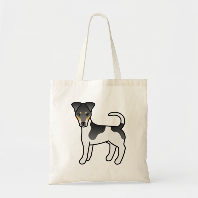 Bolsa Tote Tricolor Smooth Fox Terrier Cute Cartoon Cão (Frente)