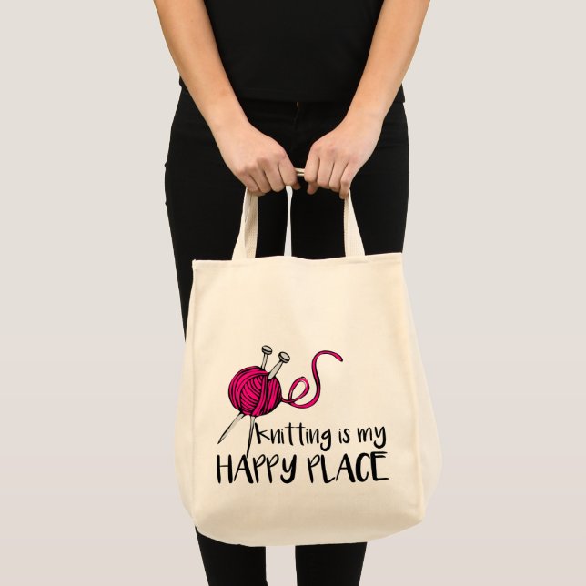 Bolsa Tote Tricotar é o Meu Lugar Feliz (Frente (produto))